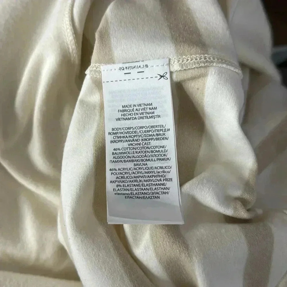 RLX RALPH LAUREN BEIGE/CREME STRIPED NWT LONG SLEEVE COWL NECK SIDE SLITS SOFT - Picture 8 of 9